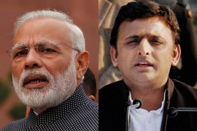 Prime Minister Narendra Modi (left) and Uttar Pradesh Chief Minster Akhilesh Yadav (right)