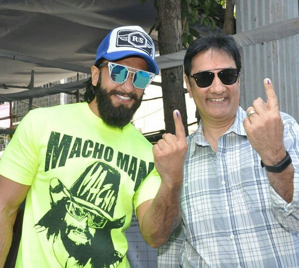 Ranveer Singh and father cast votes for BMC elections