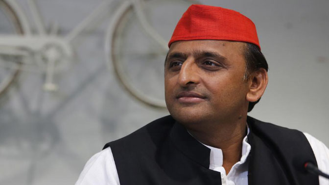 Akhilesh Yadav addressing media conference in Lucknow