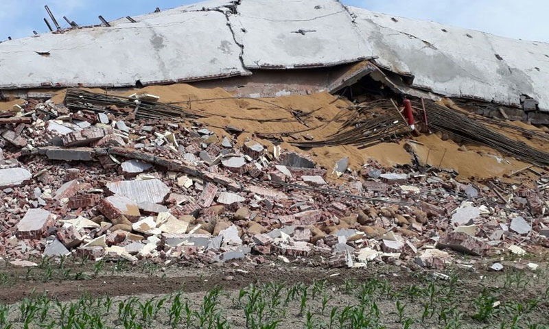 Debris at the explosion site