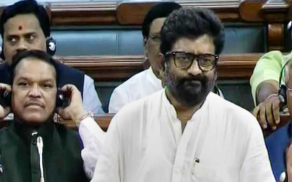 Ravindra Gaikwad at the Lok Sabha on Thursday