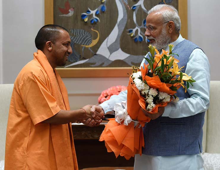 UP CM Yogi Adityanath with PM Narendra Modi