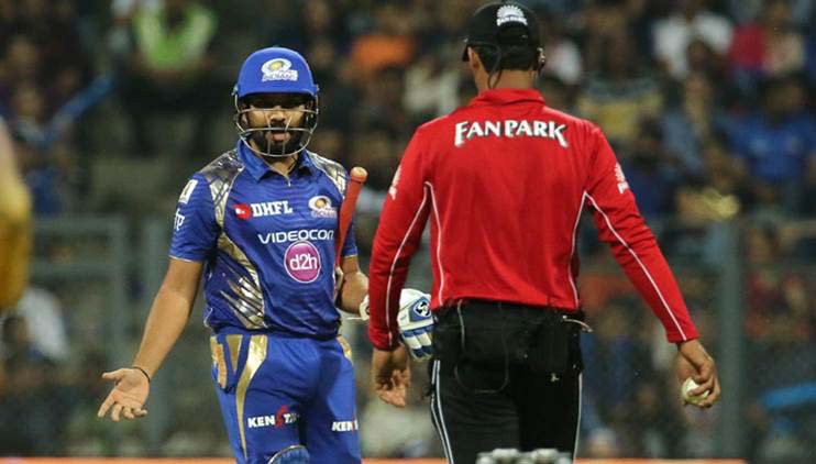 Rohit showed his disappointment with the umpire's leg before wicket decision