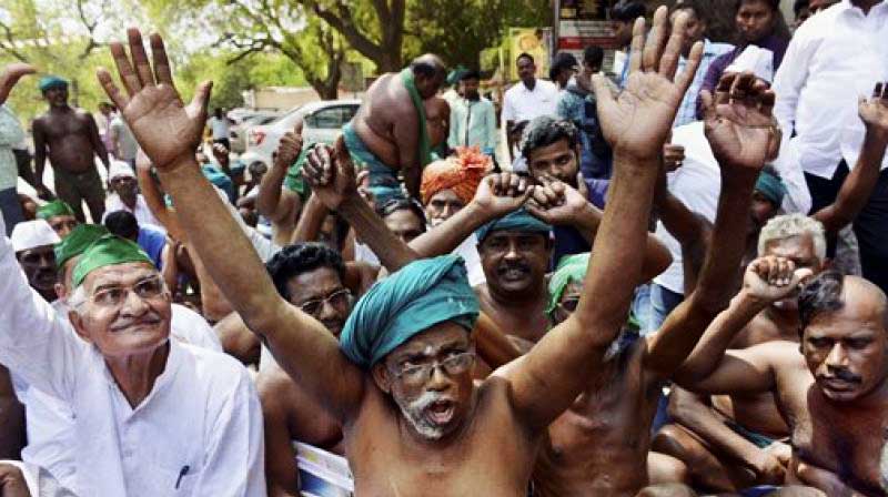 Protesting TN farmers at the Capital (File Photo)