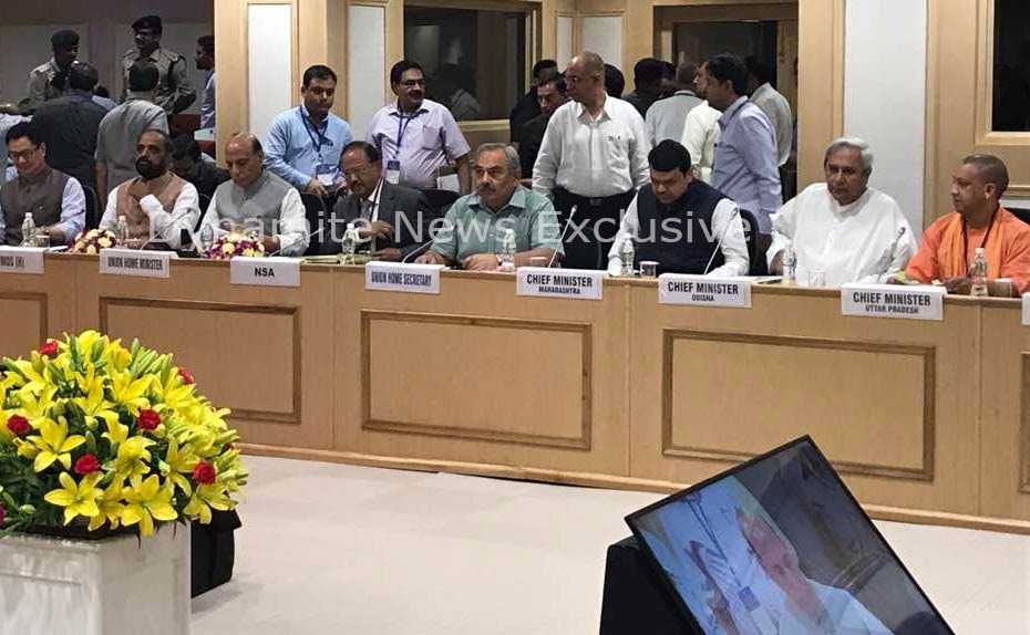 HM Rajnath Singh chairs the meeting on Naxal issue at Vigyan Bhawan, New Delhi 