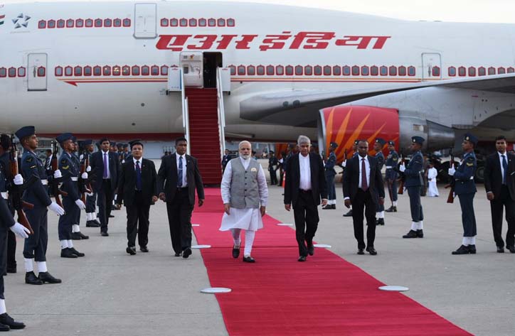 Prime Minister Narendra Modi arrives at Sri Lanka 