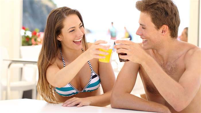 A view of couple dating at the sea shore 