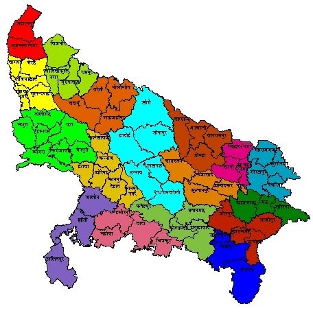 उत्तर प्रदेश का नक्शा