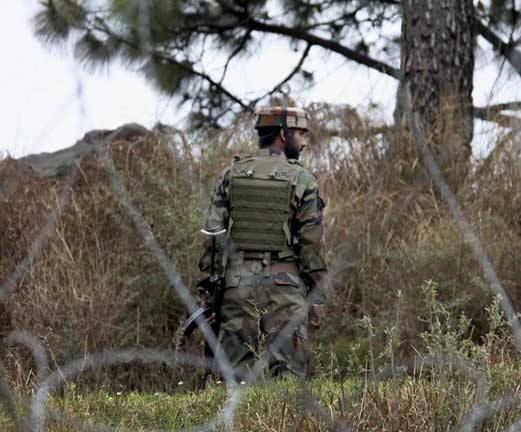 An Army jawan patrolling at the Line of Control (LoC) in Jammu and Kashmir 