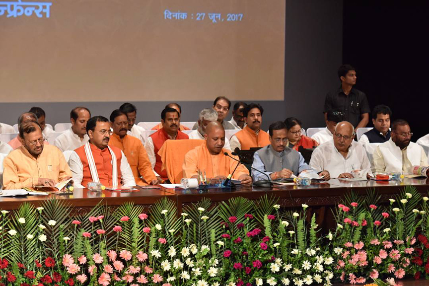 UP CM Yogi Adityanath addressing the media on 100 days of Yogi government