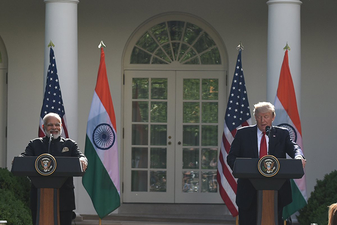 PM Modi and US President Donald Trump addressing media