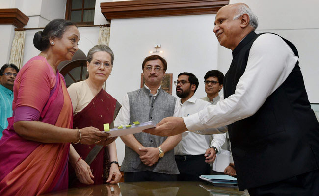 Opposition Presidential candidate Meira Kumar files her nomination. 