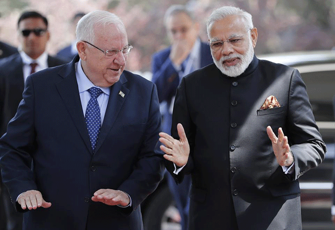 Prime Minister Narendra Modi meets President of Israel Reuven Rivlin 