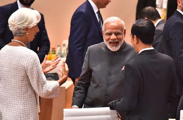 PM Modi with the other Leaders of G-20 Nations at the second day Plenary Session of 12th G-20 Summit 2017 in Hamburg