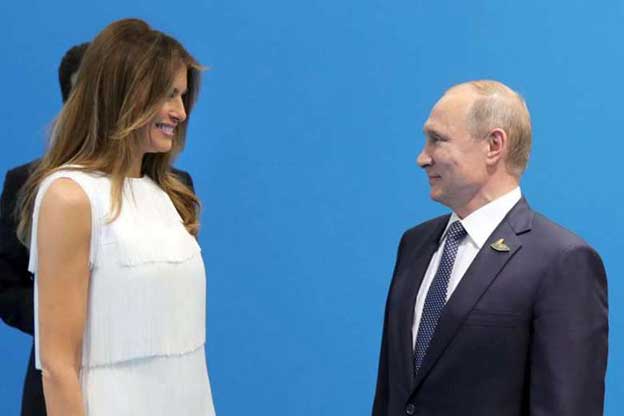  US First lady Melania Trump  meets  Russian President Vladimir Putin