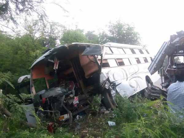 The bus which collided with a truck