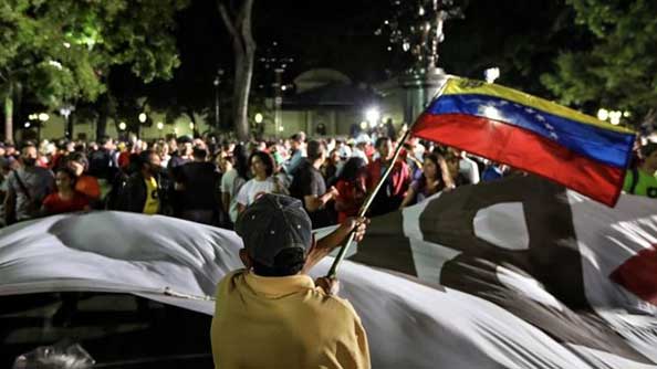 Government supporters celebrated the end of voting in Caracas