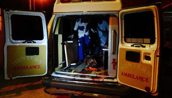 An Ambulance taking injured people to the hospital in Nigeria