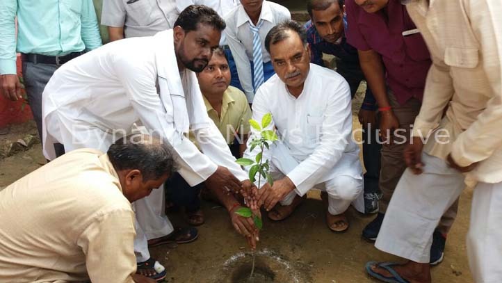 वृक्षारोपण करते पूर्व सभापति गणेश शंकर पान्डेय