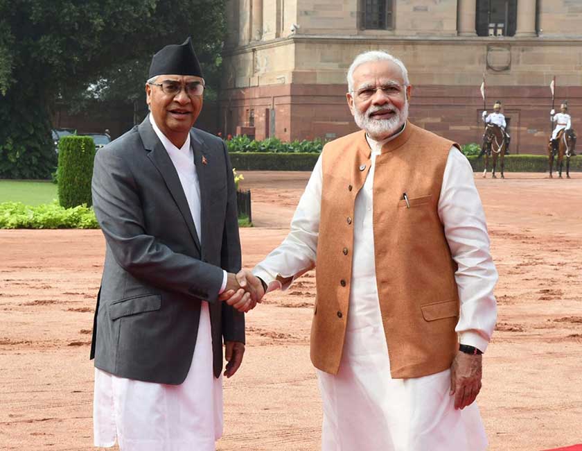 Nepal Prime Minister Sher Bahadur Deuba and PM Narendra Modi