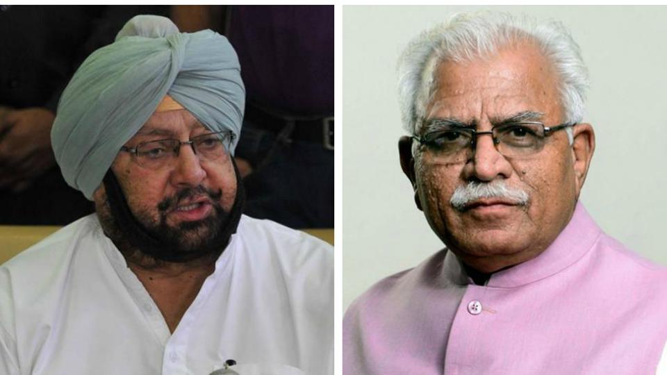 Chief Ministers of Haryana Manohar Lal Khattar and Punjab Captain Amarinder Singh