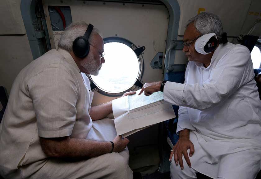 Prime Minister Narendra Modi and CM Nitish Kumar did a  aerial survey