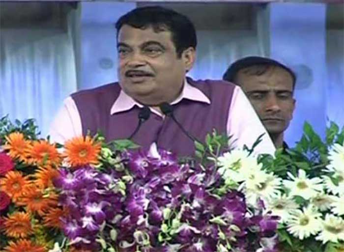 Nitin Gadkari at the inauguration ceremony of the Sardar Sarovar Dam