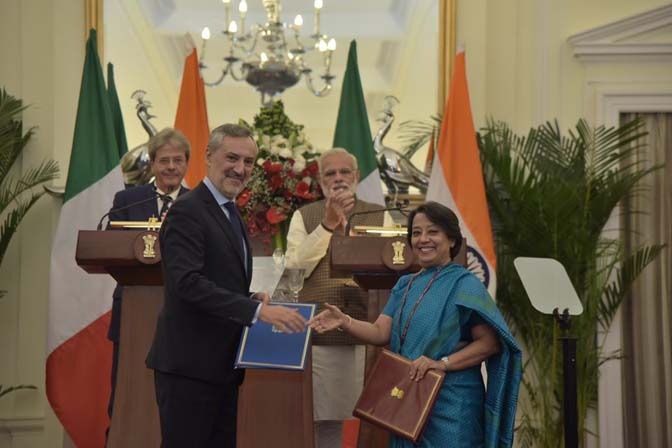  India and Italy signed six Memoranda of Understanding 