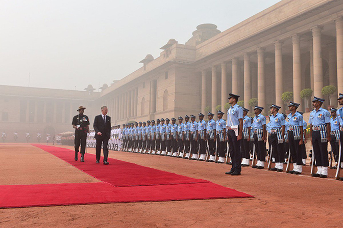 Belgium's King Philippe receives a ceremonial welcome