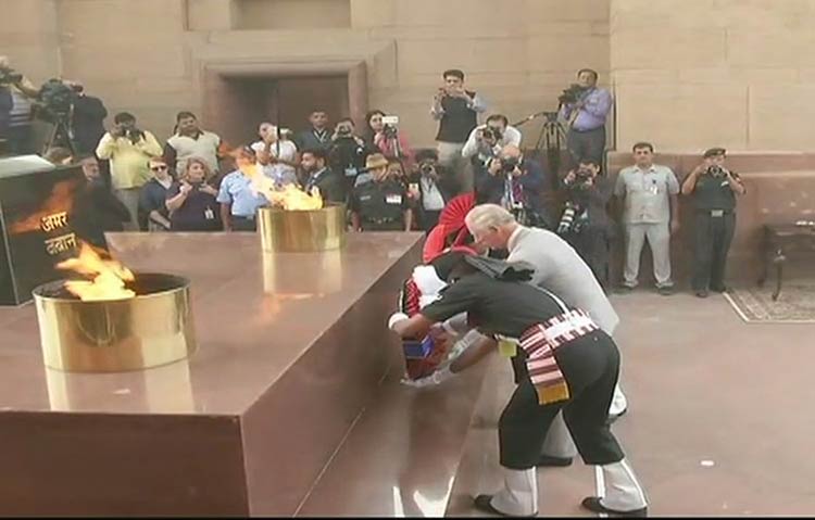 Prince of Wales Charles pays tribute to the martyrs at Amar Jawan Jyoti