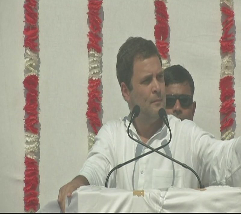 Congress Vice President Rahul Gandhi  addressing a rally in Porbandar