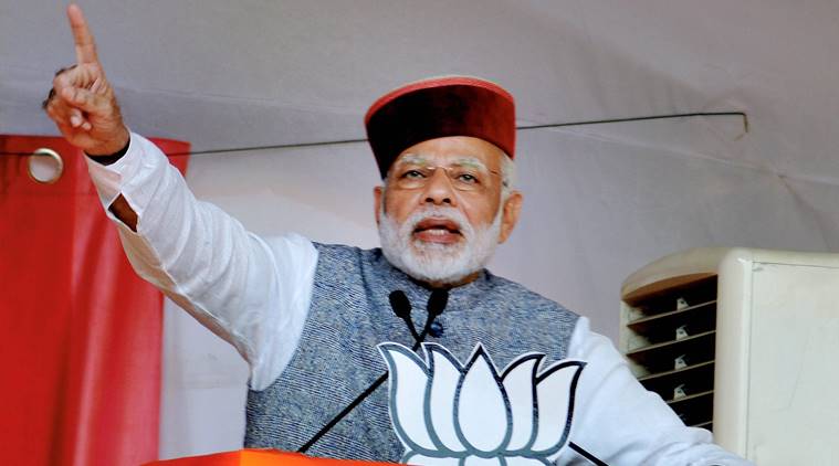 PM Narendra Modi in a rally in Himachal Pradesh