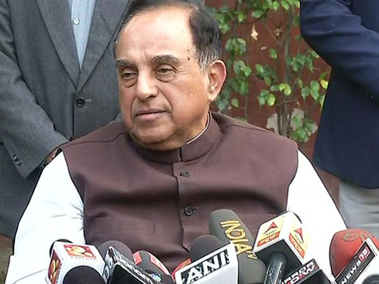  BJP leader Subramanian Swamy addressing a media gathering