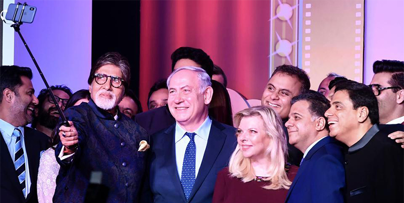 Benjamin Netanyahu clicking a selfie with Bollywood Celebrities