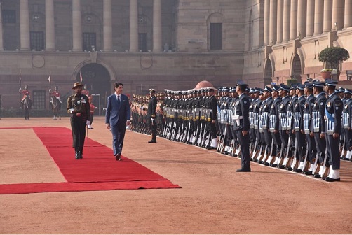 PM Trudeau inspects guard of honour at Rashtrapati Bhawan