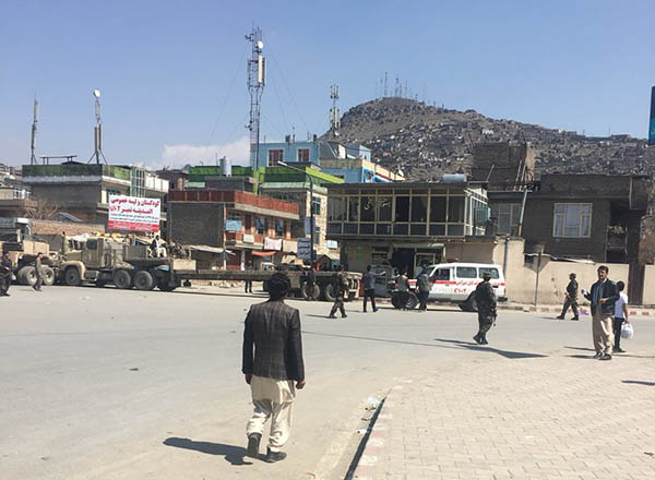 Security forces at incident site in Kabul