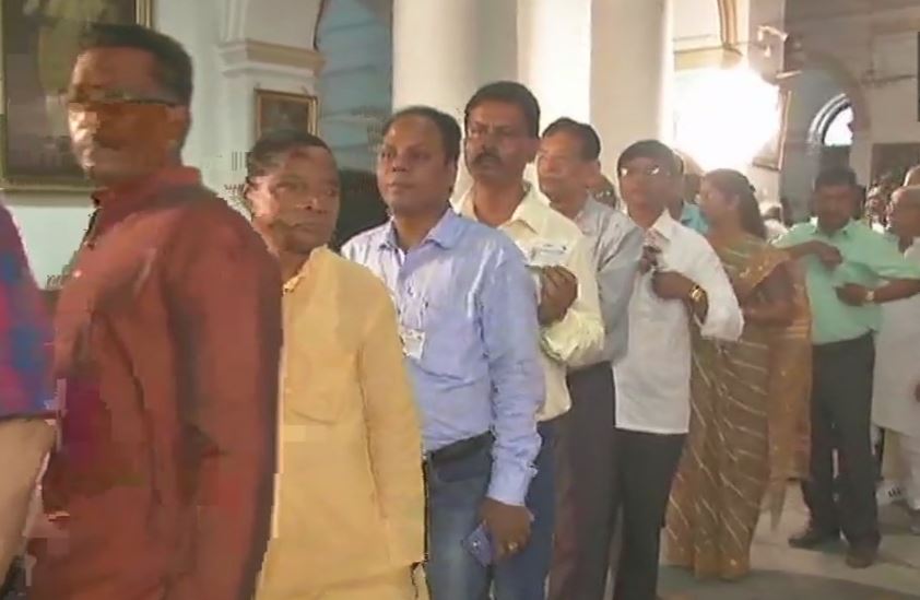 MLA standing in the queue for Rajya Sabha voting 