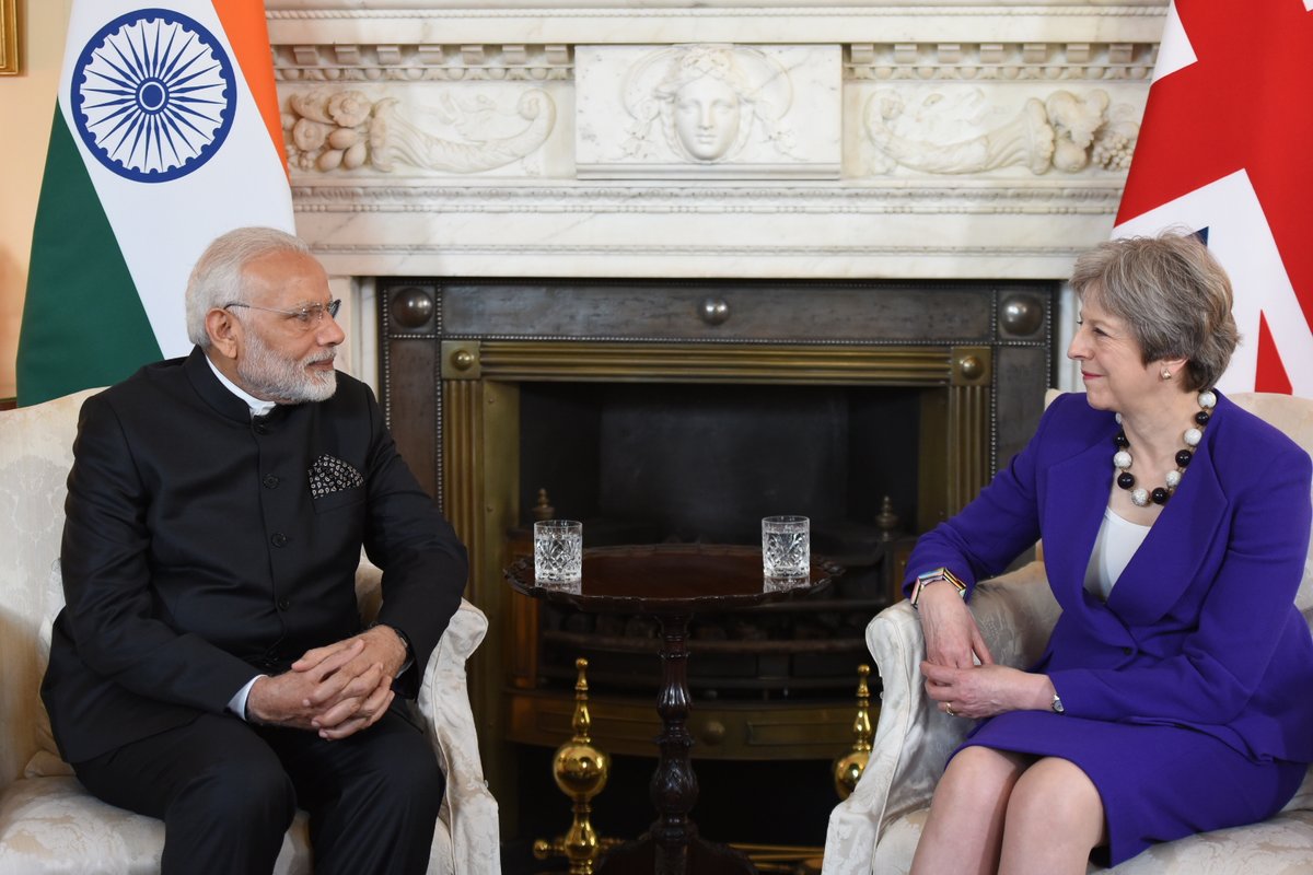 Prime Minister Narendra Modi meeting with United Kingdom Prime Minister Theresa May 