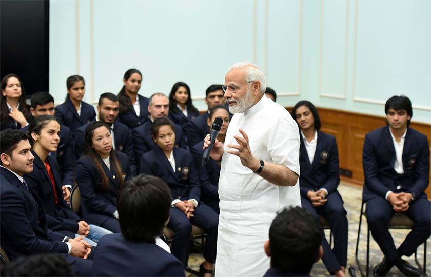 PM Modi interacting with Commonwealth winners in New Delhi