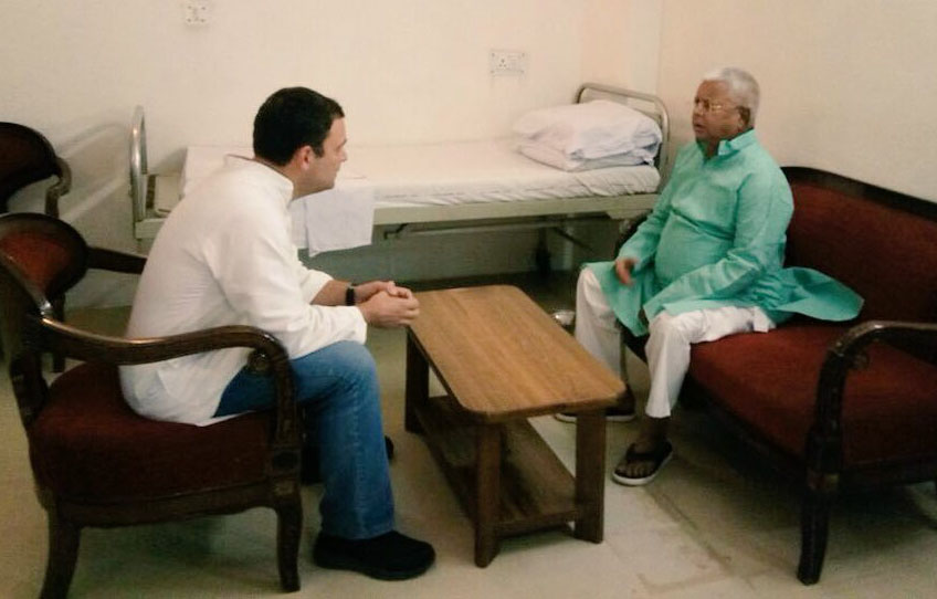 Congress President Rahul Gandhi meets Lalu Prasad 