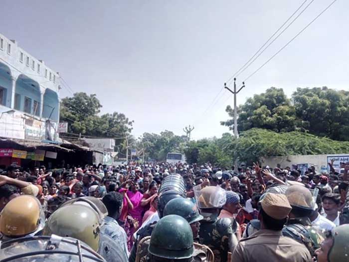 Protest against Sterlite industries in Thoothukudi