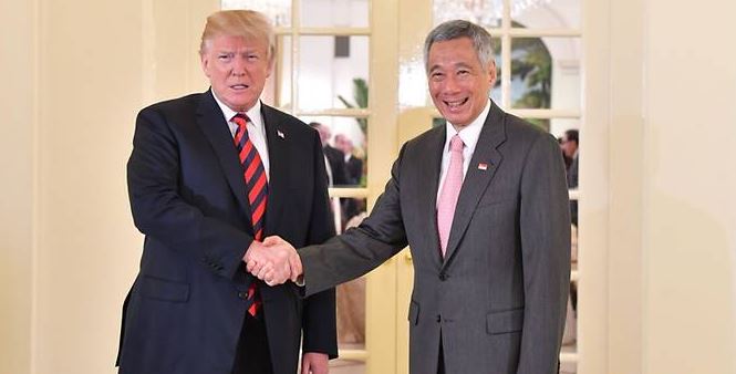 US President Trump meets Singapore PM  Lee Hsien Loong