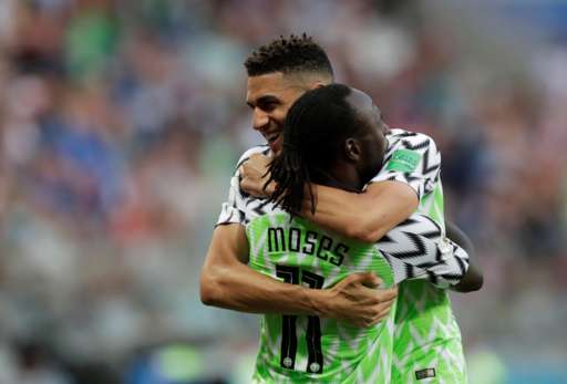 Nigerian football team celebrates their victory