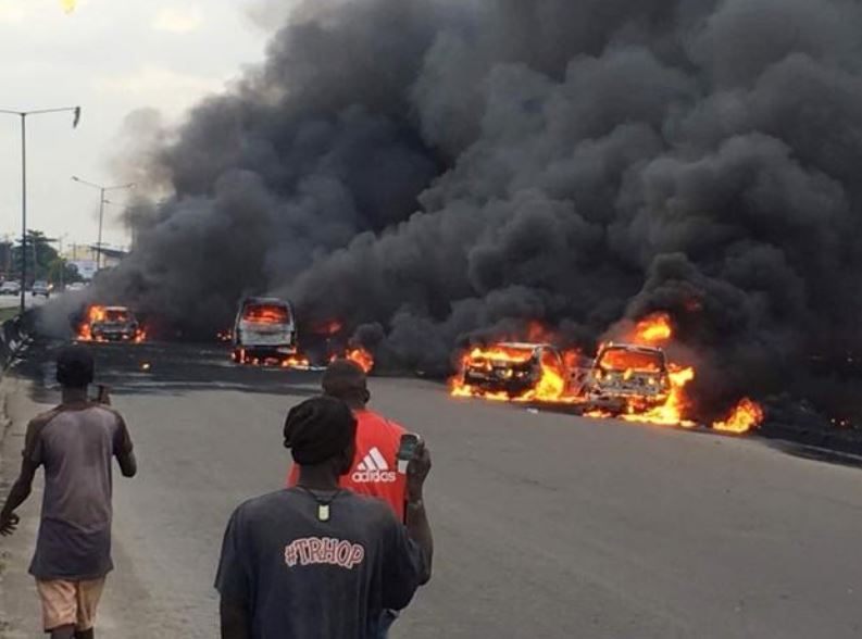 A site of an explosion which took place in  Lagos