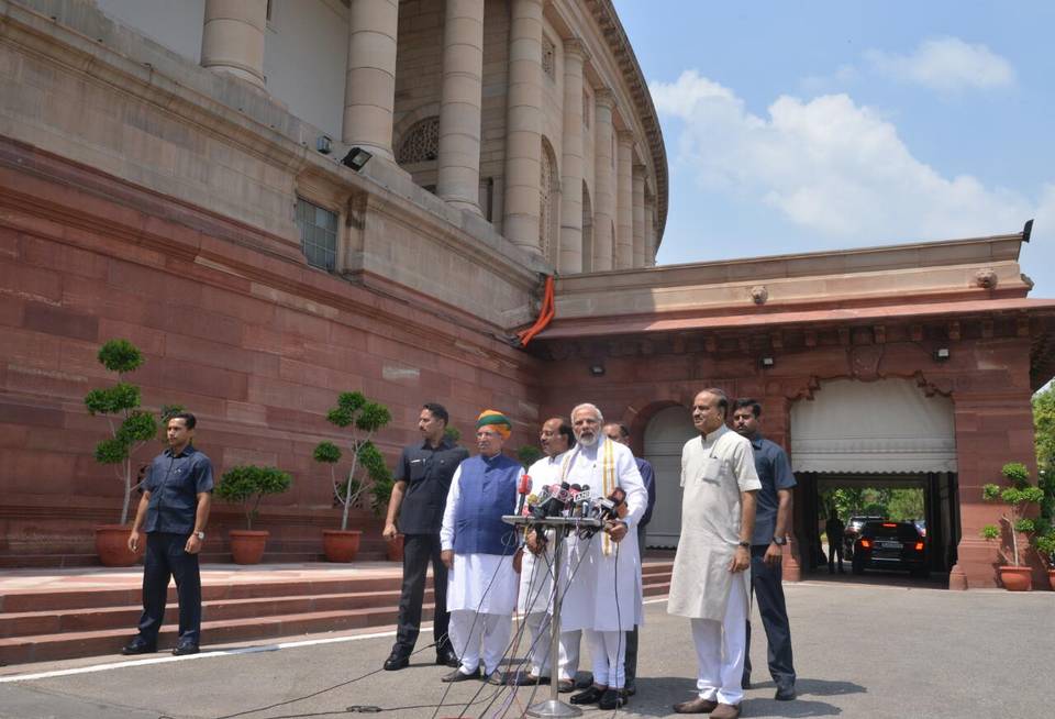  Prime Minister Narendra Modi speaking to the media