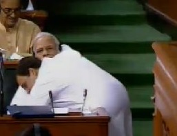 Rahul Gandhi hugs PM Modi 