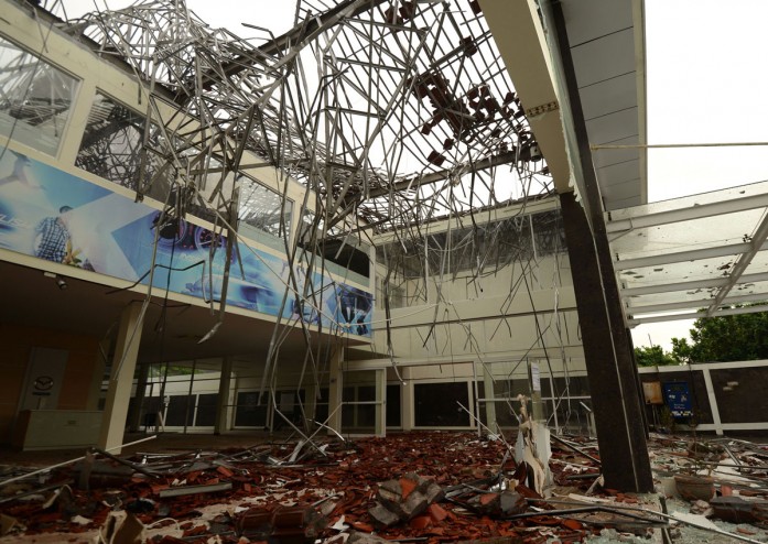 Building damaged in earthquake