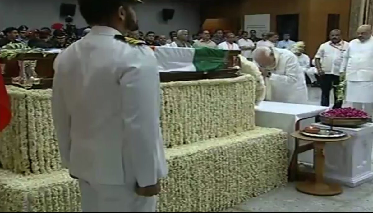 Prime Minister Narendra Modi paying tribute to former Prime Minister Atal Bihari Vajpayee