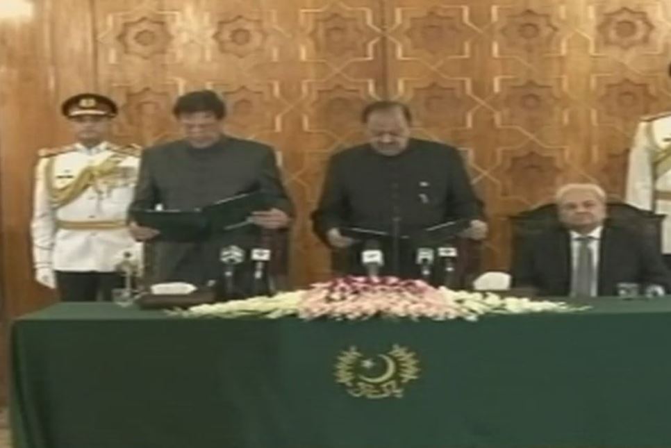 Imran Khan taking oath as the 22nd Prime Minister of Pakistan