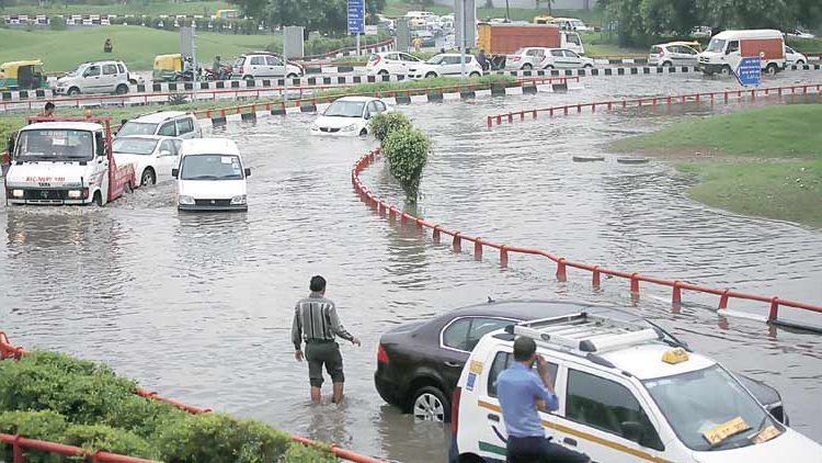 A site of the waterlogging in Delhi